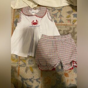 two piece smocked crab set